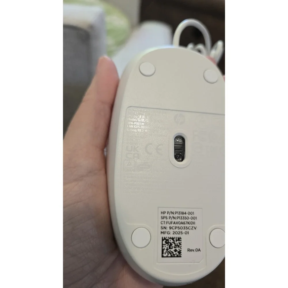 HP 125 Wired USB Optical Mouse White P13184-001 New Open Box Never Used